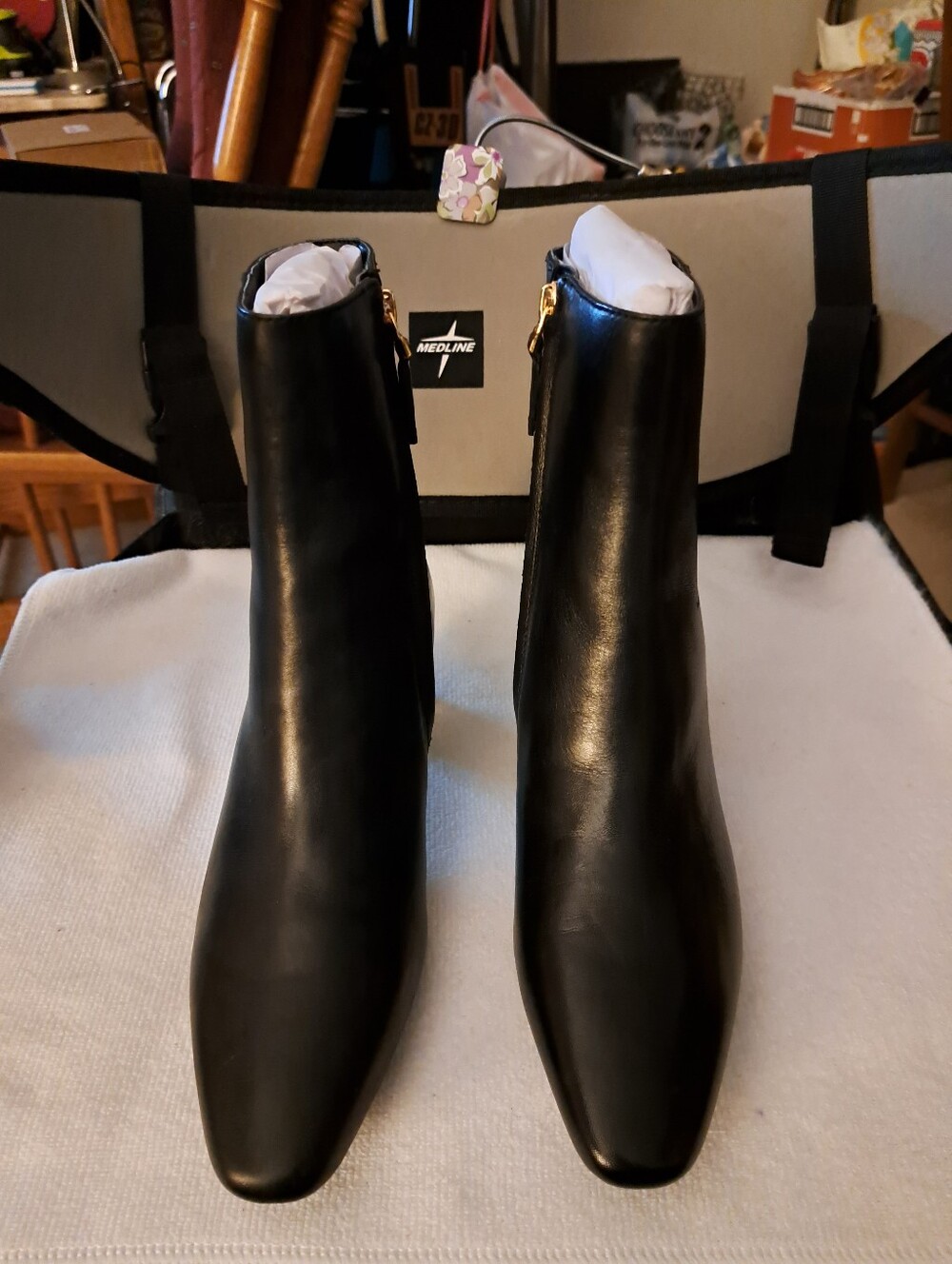 RALPH LAUREN willa BOOTS brand new BLACK LEATHER with 2" heel SIDE ZIPPER